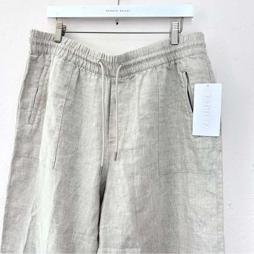 Athelta Retreat 100% Linen High Rise Wide Leg Pant Natural Size XL NWT - Picture 3 of 11